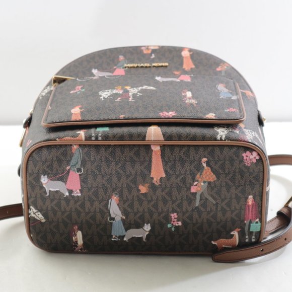 Michael Kors Adina Jet Set Girls Medium backpack MK Logo Brown Multi NWT$398.00